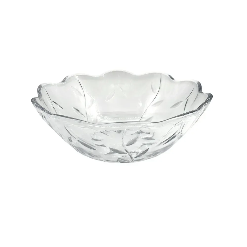 Unbranded Princess House Style Crystal Leaf Serving Bowl Cottagecore Decor